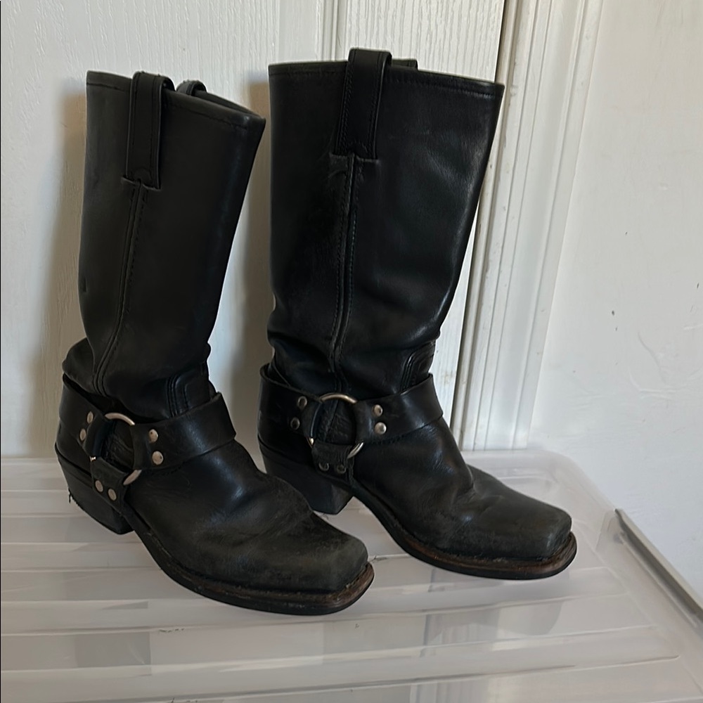 Frye Moto Black Leather Boots